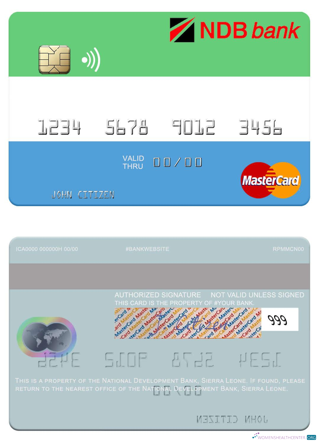 Download Sierra Leone National Development Bank mastercard Photoshop template